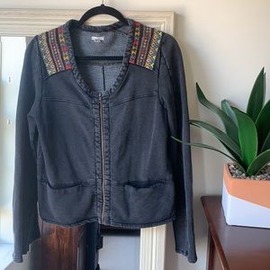 URBAN OUTFITTERS ecote washed black zip up jacket with embroidery (medium) ✨